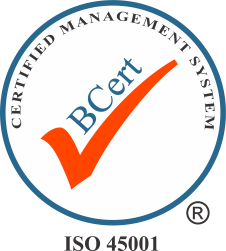 BCert certified management system ISO 45001 mark